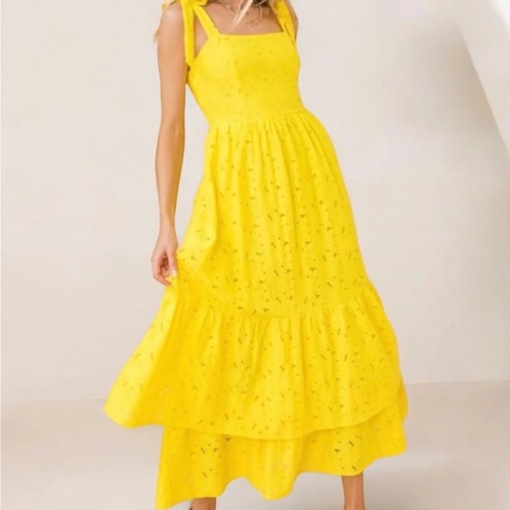 Aura Bright Yellow Midi Dress